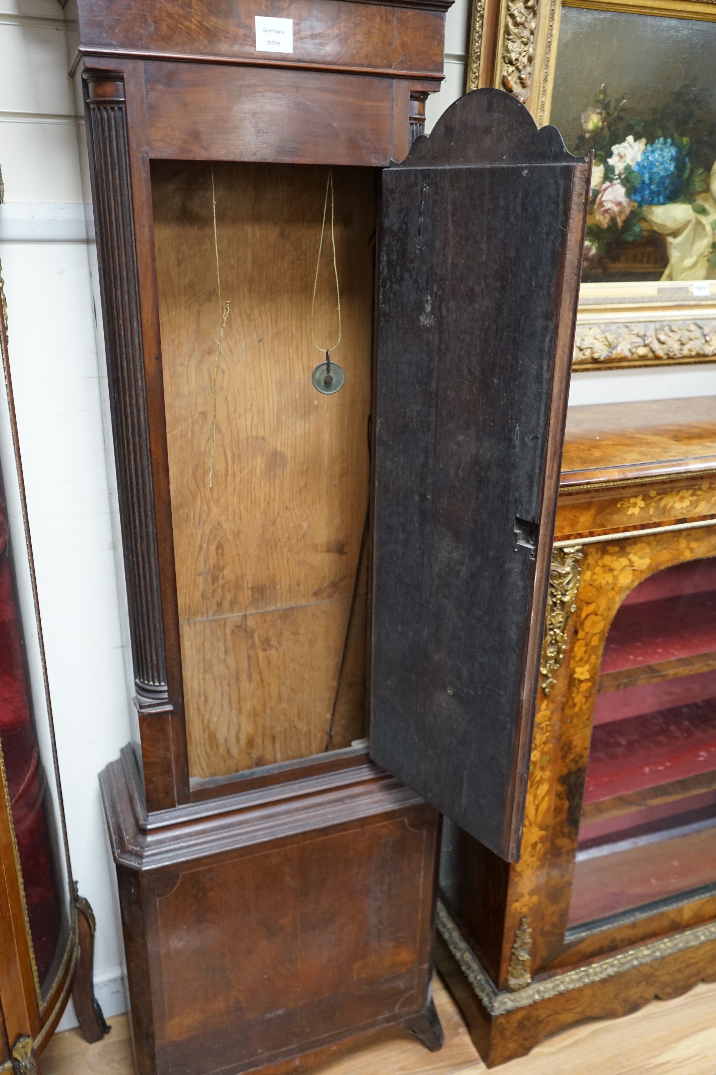 Tasker of Folkingham. An oak and mahogany eight day longcase clock, height 231cm